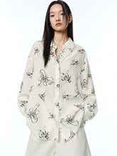 Women's Lightweight Butterfly Print Shirt with Back Cutout